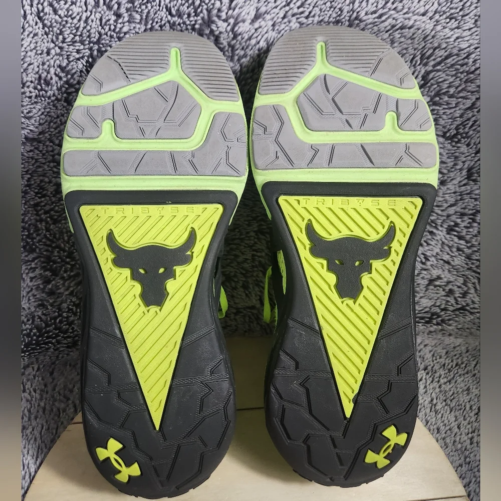 Under Armour Project Rock 4 HOVR Bull Neon Volt Green Black Mens Size 9.5 - Picture 8 of 9
